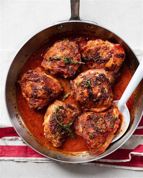 A savory oven-braised chicken in red wine vinegar sauce ...
