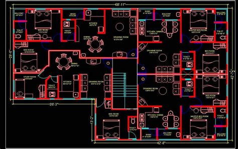 Multi Family Residential Building Bhk Apartment Autocad Architecture Dwg File Download