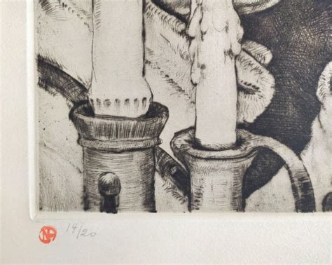 Etching By Flemish Artist Nicolas Eekman Candle Blower