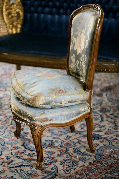 Button backed cream damask boudoir occasional bedroom chair. 19th Century French Boudoir Chair in Louis XV Style at 1stdibs