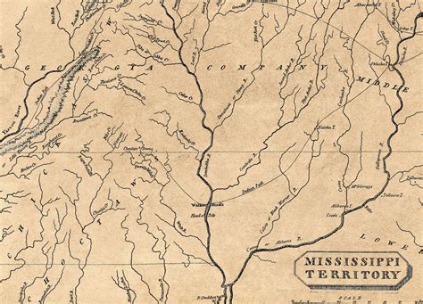 Vintage Map Of The Mississippi Territory In Stunning Detail Etsy