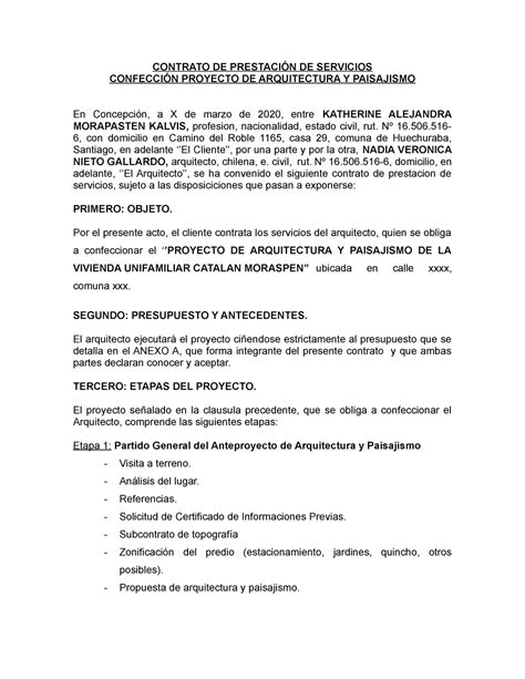 Contrato Arq 3 Contrato De PrestaciÓn De Servicios ConfecciÓn