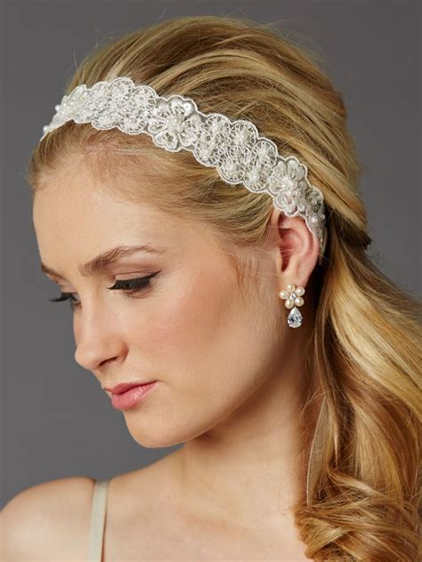 Romantic Ivory Lace Bridal Headband With Pearls Affordable Elegance