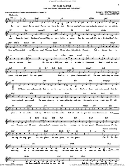 Menken Be Our Guest Sheet Music For Voice And Other