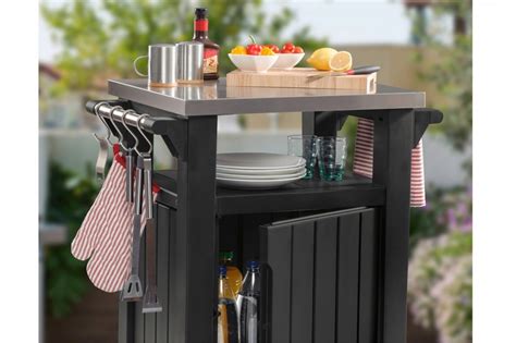 Unity 105l Plastic Bbq Grill Table Storage Brown Keter Wetro Medence