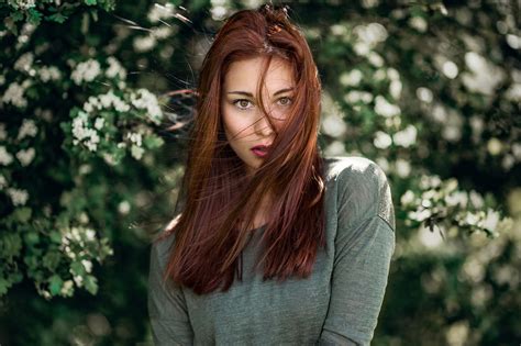 Face Sunlight Forest Women Redhead Model Portrait Nose Rings Long Hair Photography