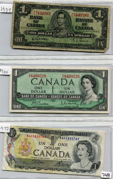 Lot Of 3 One Dollar Bills 1937 1954 1973 Canada Schmalz Auctions