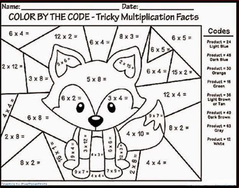Printable Color By Number Multiplication Pdf Coloringfolder