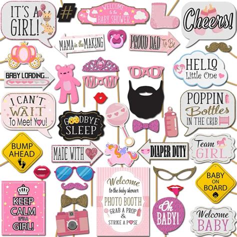 Girl Baby Shower Photo Booth Props 41 Pc Photobooth Kit With 8 X 10