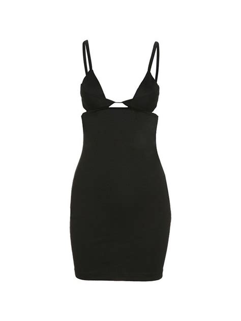 Emmiol Free Shipping 2023 Backless Cutout Black Mini Dress Black M In Mini Dresses Online Store
