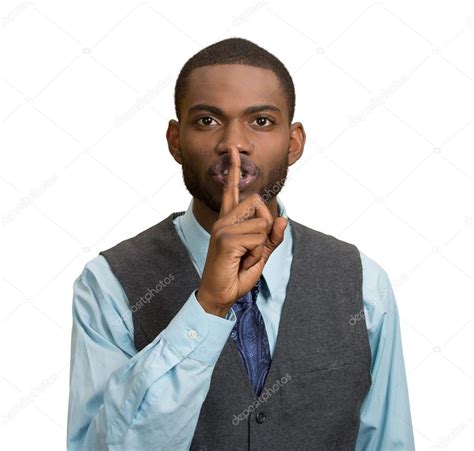Man Placing Finger On Lips Saying Shhh Be Quiet — Stock Photo