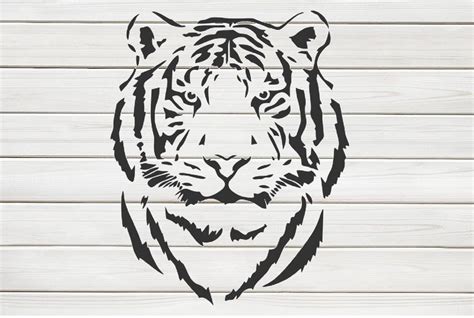 Beautiful Tiger Face 2 Stencil Model Template Design Print