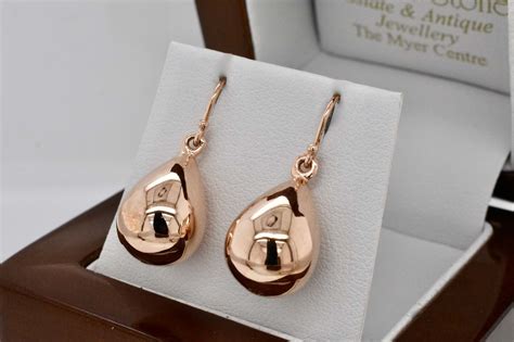 9ct Rose Gold Extra Large Teardrop Earrings
