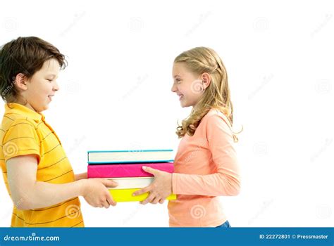 Giving Books Stock Image Image Of Holding Cute Grade
