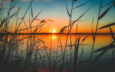 Scenic View Of Lake During Sunset 5k Macbook Air Wallpaper Download