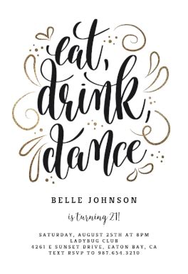 If you would like to have a distinct. Eat Drink Dance - Party Invitation Template (Free | Cocktail party invitation, Free party ...