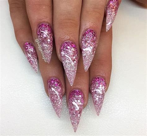 Pink Ombr Glitter Stiletto Nails This Ombr Style Would Look Fab On A