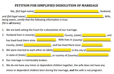 A divorce in florida starts with the filing of a petition for dissolution of marriage. Form 12.901(a) Petition for Simplified Divorce Explained