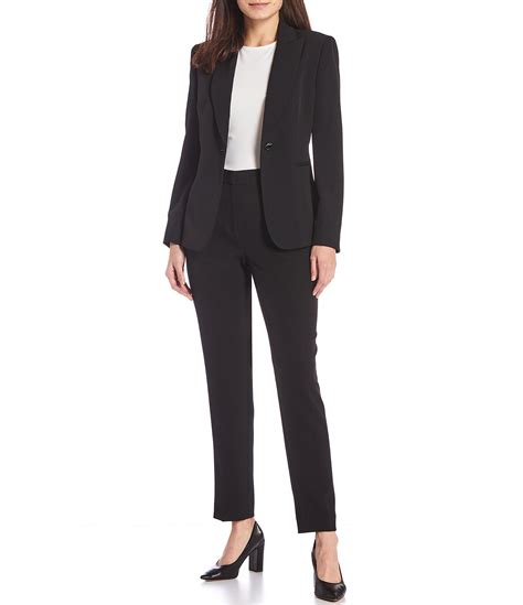 preston and york alyssa notch lapel long sleeve one button crepe blazer and corey stretch crepe