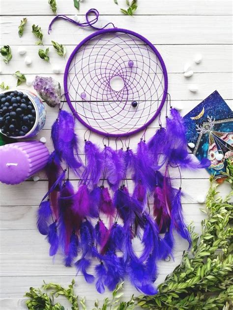 Large Purple Dream Catcher Witchy Bedroom Decor Purple Etsy Dream