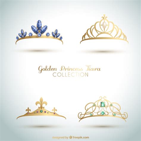 Corona rey reina realeza princesa príncipe tiara joyería de lujo símbolo. Set de elegantes coronas de princesa | Vector Gratis