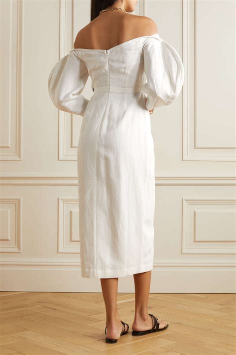 MARA HOFFMAN NET SUSTAIN Leonara Off The Shoulder TENCEL Lyocell And Linen Blend Midi Dress