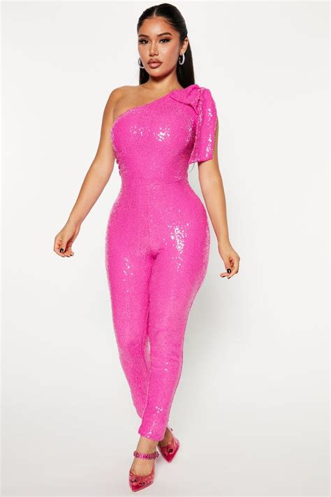 Born To Shine Sequin Jumpsuit Hot Pink In 2023 Jumpsuits For Women Sequin Jumpsuit