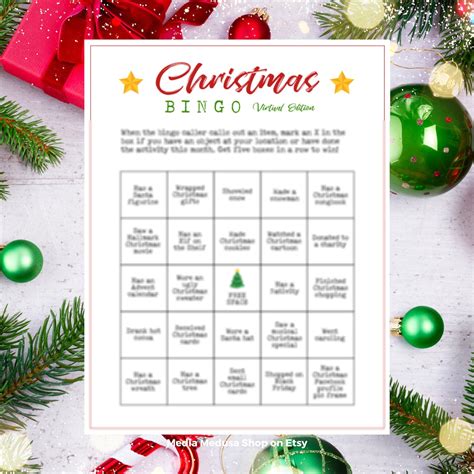 Christmas Bingo Game Zoom Virtual Printable 16 Etsy