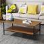 Gymax Rectangle Coffee Table Metal Frame Accent Cocktail With 