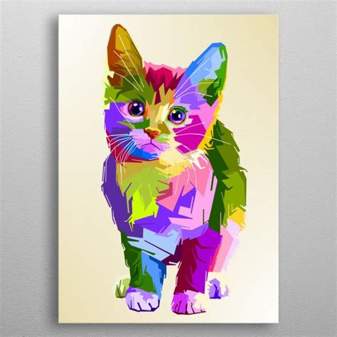 Adorable Cat On Pop Art Poster Print By Peri Priatna Displate Cat