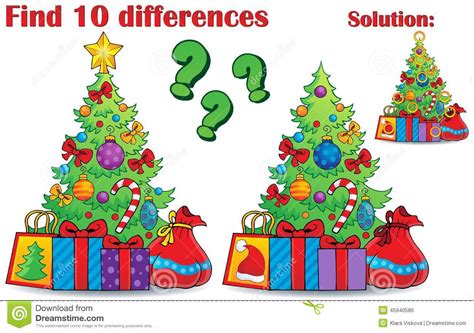 Find Differences Christmas Theme Stock Vector Image