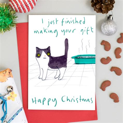 Cat Christmas Card I Made You A T By Jo Clark Design