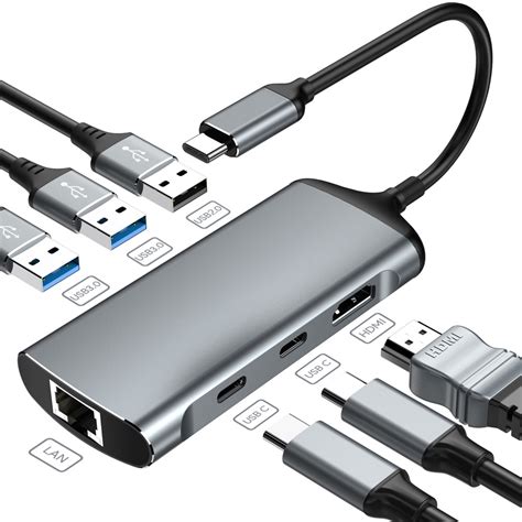 7 In 1 Usb C Hub With Dual Type C 4k Hdmi 2 Usb 30 Ports Rj45