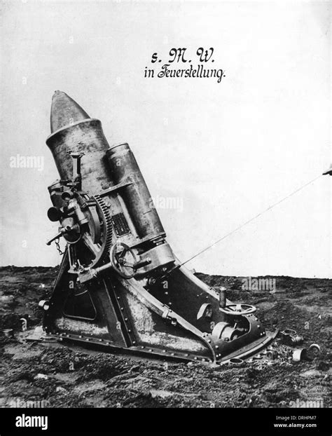 German 25cm Heavy Trench Mortar In Firing Position Ww1 Stock Photo Alamy