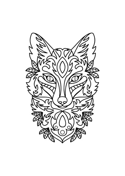 Mandala Zentangle Fox Head Black And White Clipart Free Svg File For Members Svg Heart