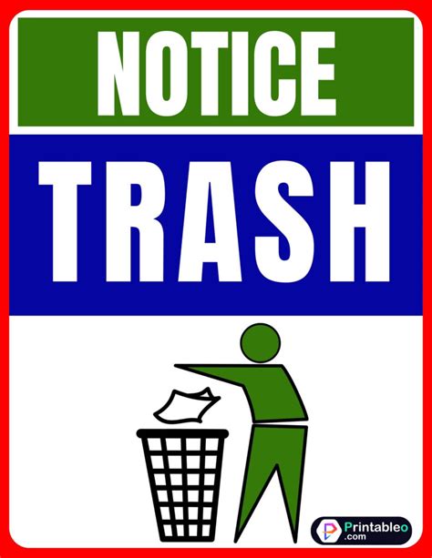 27printable Trash And Garbage Sign Download Free Pdfs