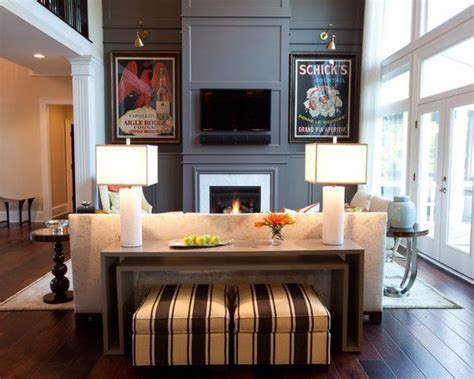 Again, you should make sure that the proportions, color and material of coffee table and sofa match. Designs From Galerie BSL | Console table behind sofa, Sofa ...