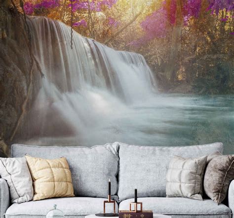 Waterfall Spring And Autumn Forest Nature Murals Tenstickers