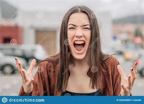 Angry Girl Screaming Stressed Stock Photo Image Of Aggressive