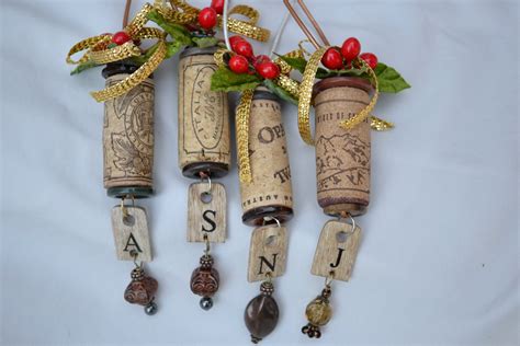 Beautiful And Unique Wine Cork Ornament With Initial
