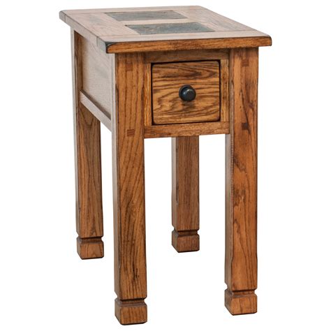 212322096 Rustic Chair Side Table With Slate Accents Sadlers Home