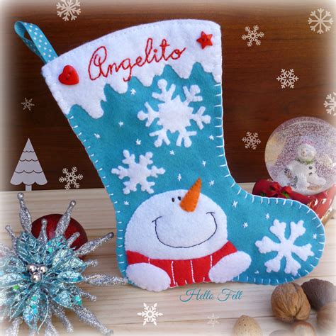Hello Felt Tutorial Bota Frosty De Fieltro Felt Christmas Stocking
