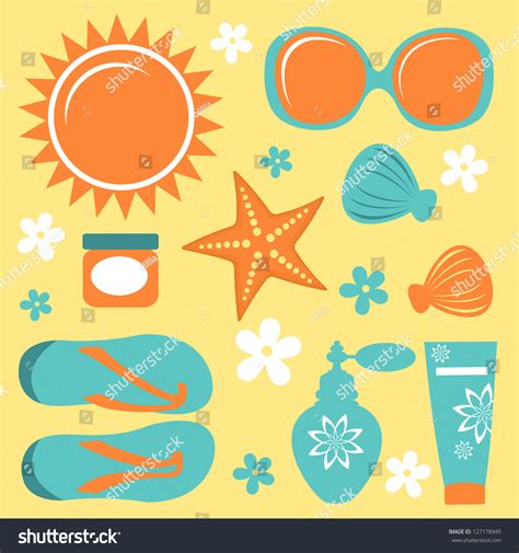 Colorful Collection Of Summer Icons Vector Format 127178945