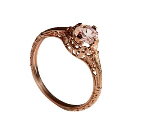 Metal type morganite wedding set, morganite engagement ring set. Vintage Morganite Engagement Ring, 14k Rose Gold Morganite ...