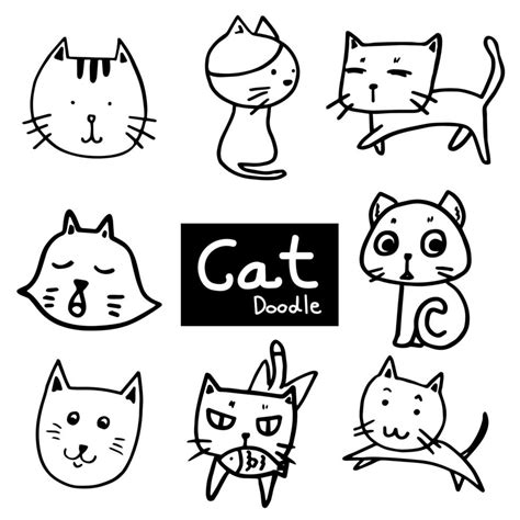 Cat Doodle Set 10396697 Vector Art At Vecteezy