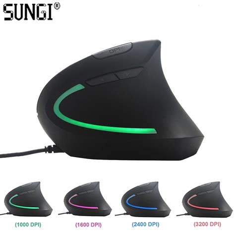 Sungi Usb Wired Computer Mouse Game Optical Mice 6d Ergonomic Vertical