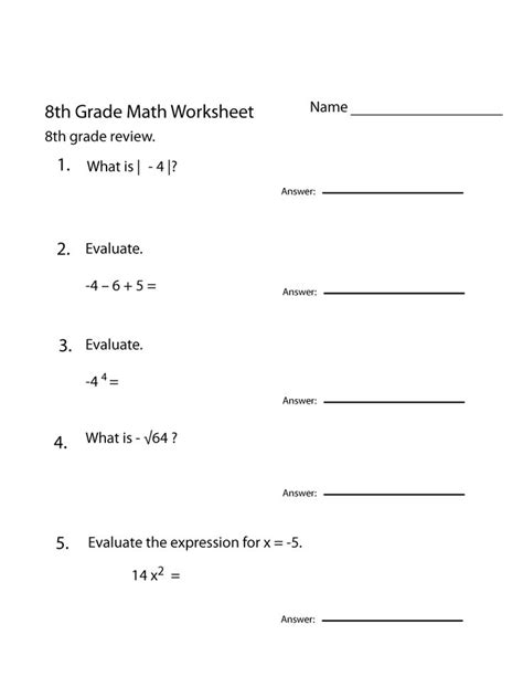 Grade 8 Math Worksheets Equation Learning Printable Algebra Equations