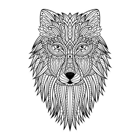 Hand Drawn Zentangle Wolf Head Illustration Stock Vector Illustration