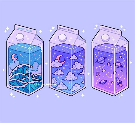 magical milk cartons an art print by fresh bobatae inprnt cute food drawings cute kawaii