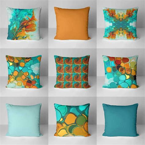 Check spelling or type a new query. Teal, Orange and Green Outdoor Pillows, Patio Pillows with ...